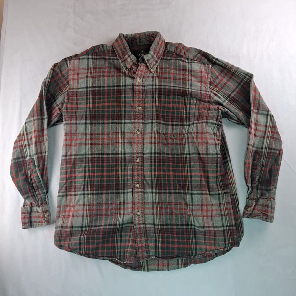 RedHead Shirt Mens sz Large Red Green Plaid Flannel Button Up Long Sleeve Casual